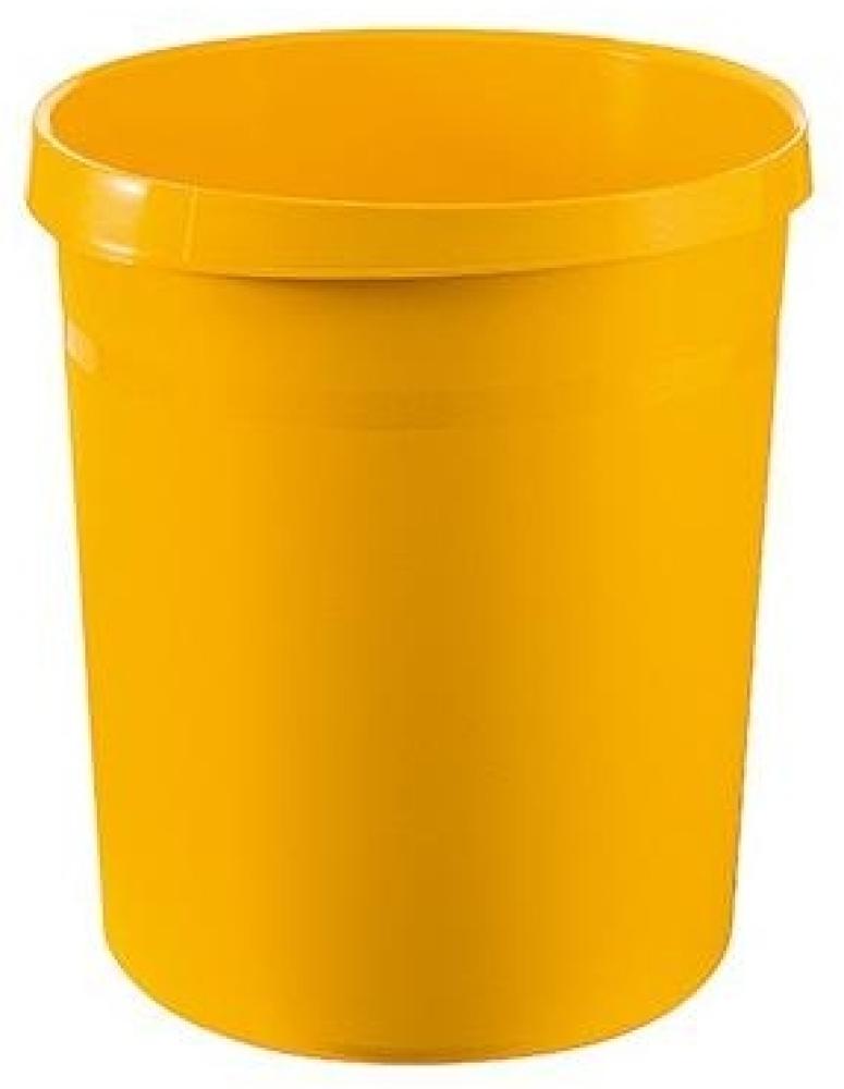 Papierkorb GRIP - 18 Liter, rund, 2 Griffmulden, extra stabil, gelb Bild 1