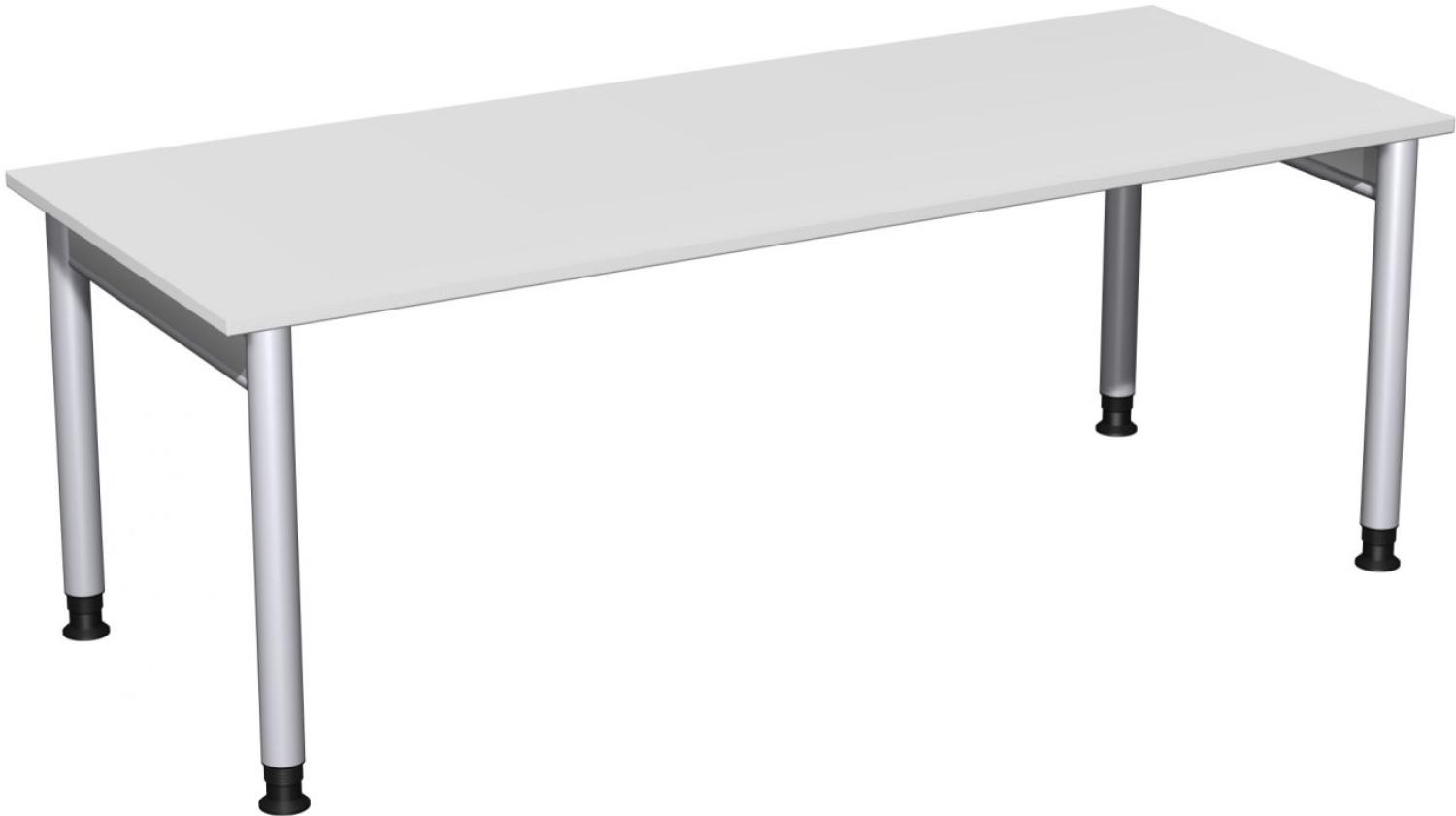 Schreibtisch '4 Fuß Pro' höhenverstellbar, 200x80cm, Lichtgrau / Silber Bild 1