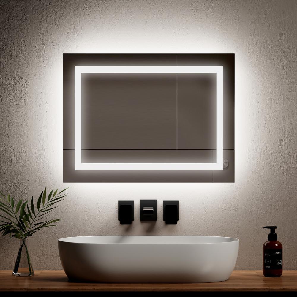 EMKE Badspiegel mit integrierter Beleuchtung und Anti-Beschlag Kaltweiß/Warmweiß 60×45cm Bild 1