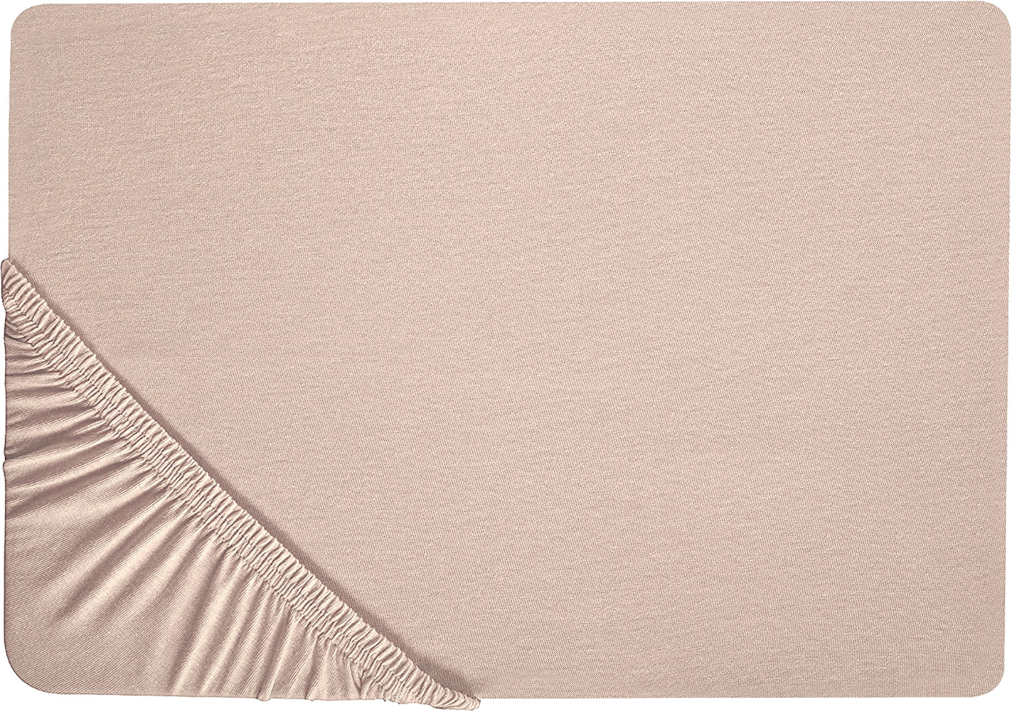 Spannbettlaken 'Hofuf' Beige Baumwolle mit Gummizug 180 x 200 cm Betttuch für Klassische Hohe Matratze Atmungsaktiv Schlafzimmer Doppelbett Bild 1