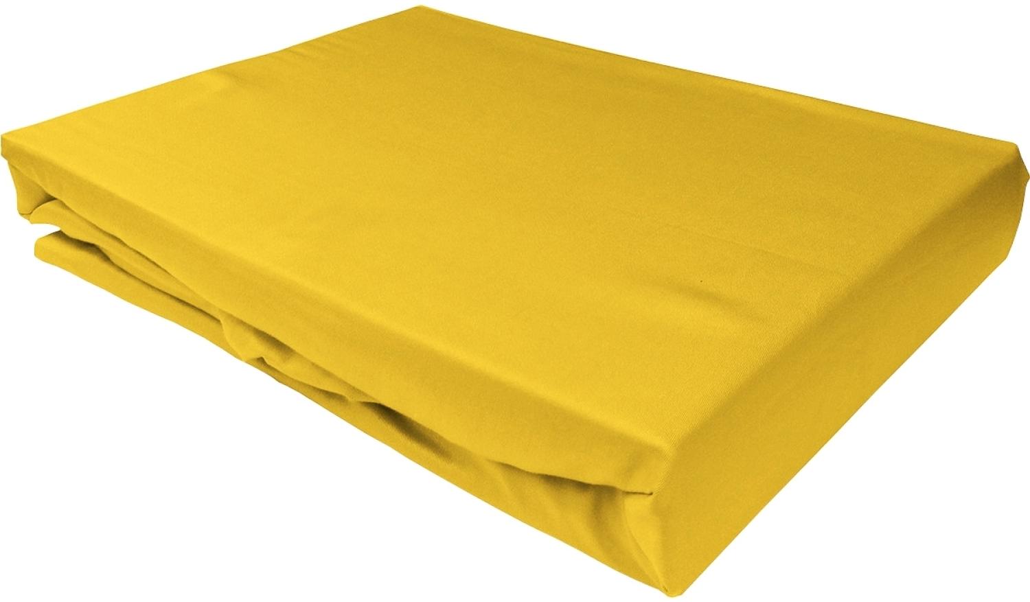 Bettwaesche-mit-Stil Mako-Satin Spannbettlaken gelb 160x200cm Höhe 31-40cm Bild 1