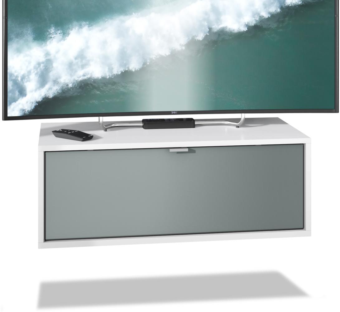 TV Board Lana 80 Hängeschrank Lowboard 80 x 29 x 37 cm, Korpus in Weiß Matt, Fronten in Graphit seidenmatt Bild 1