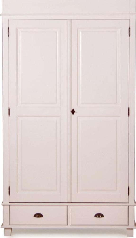 Casa Padrino Landhausstil Schrank Antik Weiß 120 x 60 x H. 250 cm - Zweitüriger Schrank mit 2 Schubladen im Landhausstil Bild 1