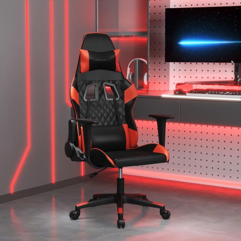 Gaming-Stuhl mit Massagefunktion Schwarz und Rot Kunstleder Bild 1