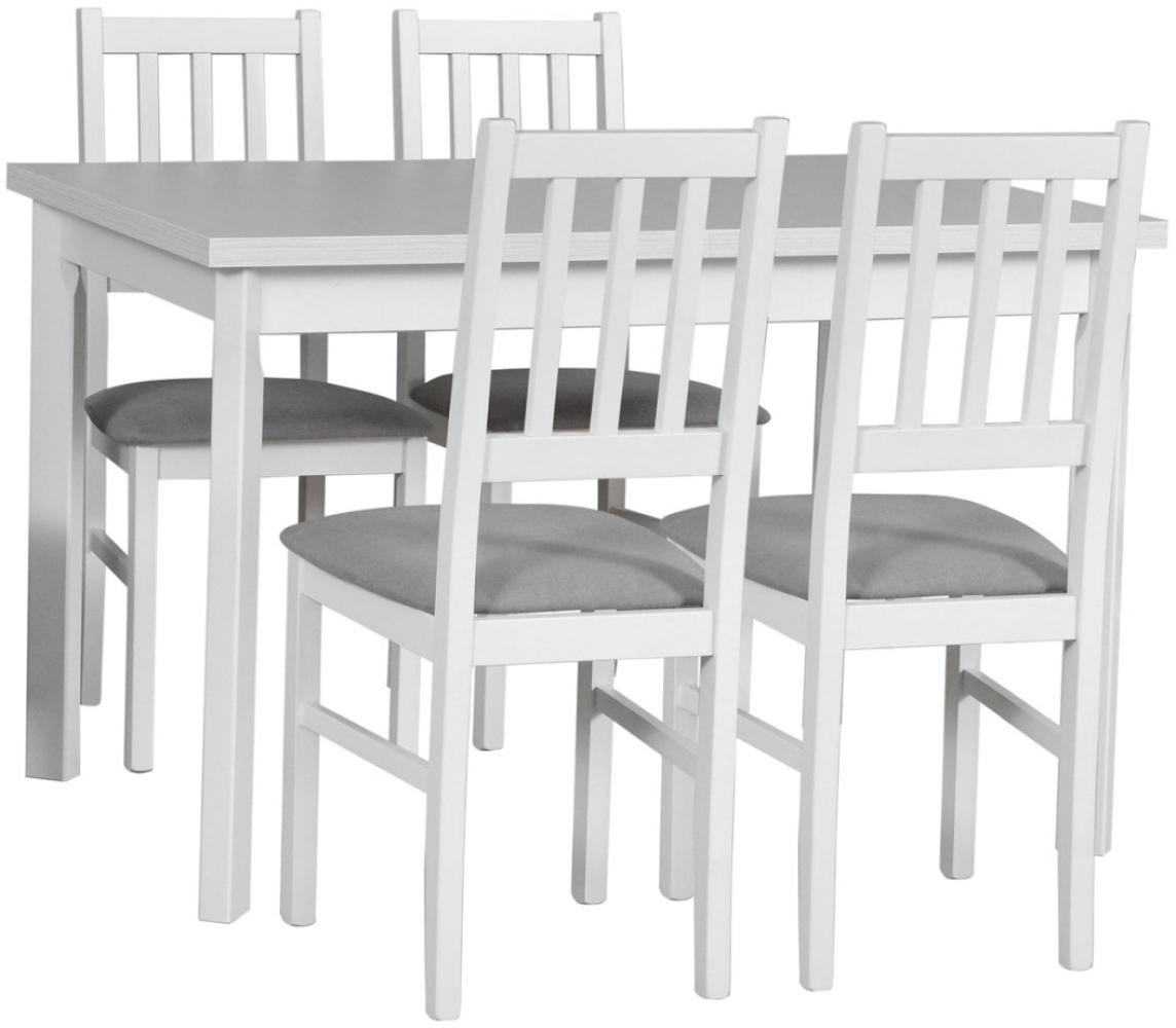 Essgruppe Bos4 Tischgruppe weiß Strukturstoff grau Setgröße wählbar Bild 1