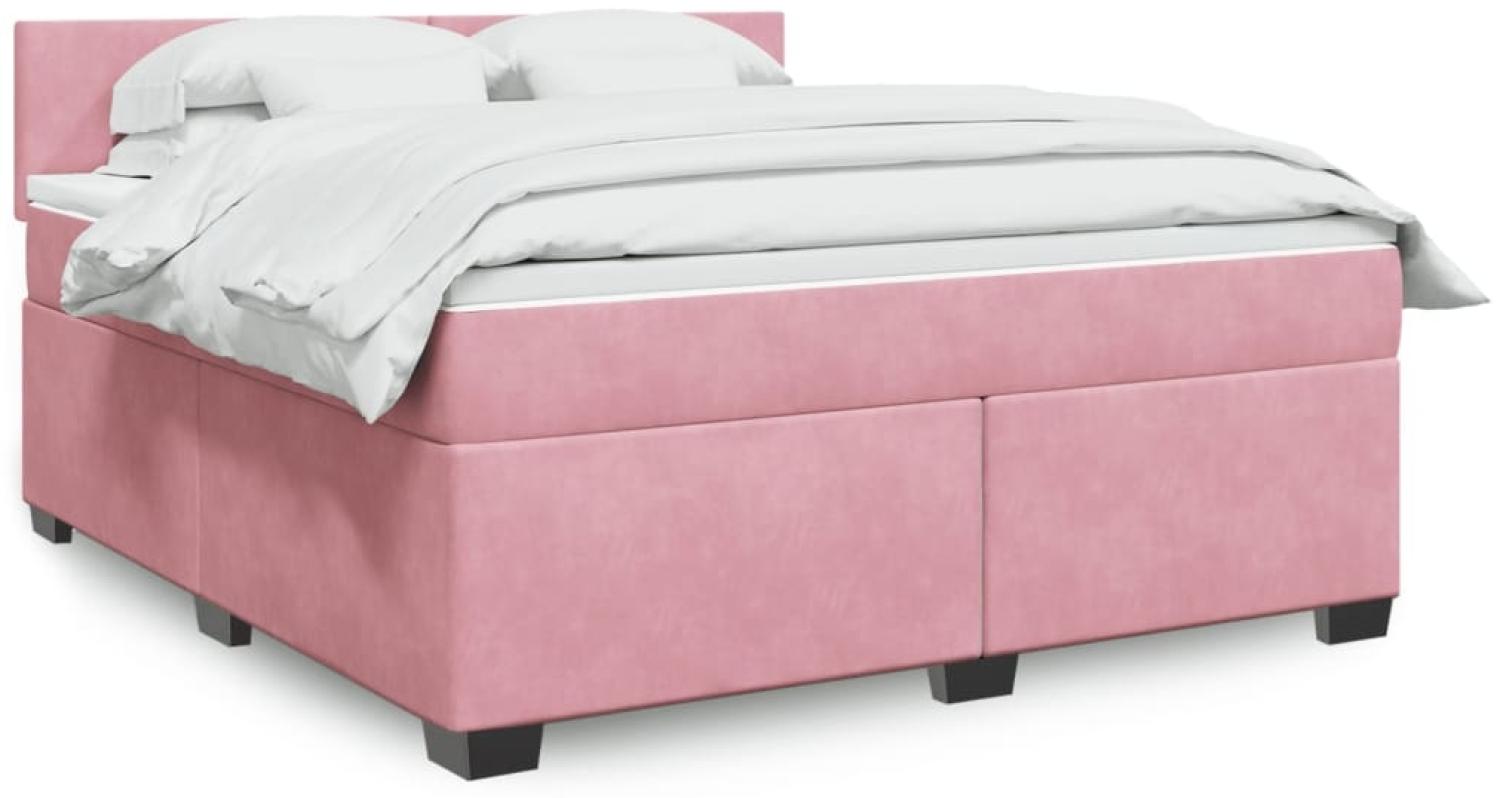 vidaXL Boxspringbett mit Matratze Rosa 180x200 cm Samt 3288677 Bild 1