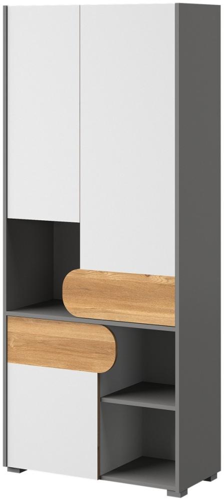 Kleiderschrank Stauraumschrank Carina 80x38x189,5cm graphit hell weiß Nash Eiche Bild 1