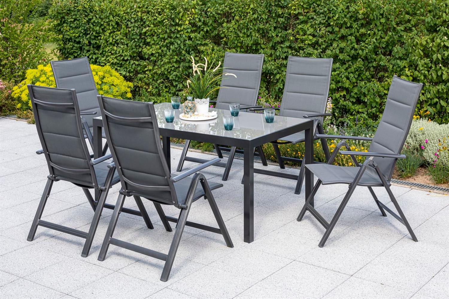 Merxx Gartenmöbelset Taviano 7tlg. Aluminium, Textil graphit, grau 20527 Bild 1