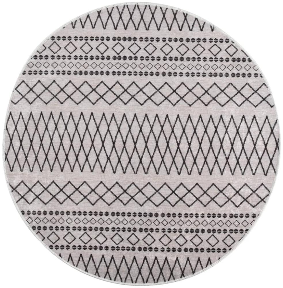 Teppich Waschbar Schwarz und Weiß ?120 cm Rutschfest Bild 1