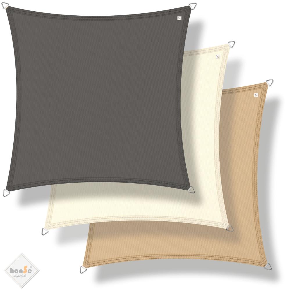 hanSe® Sonnensegel 100% Polyester PES Quadrat 2x2m Creme Sonnenschutz Marken-Sonnensegel wasserabweisend wetterbeständig Bild 1