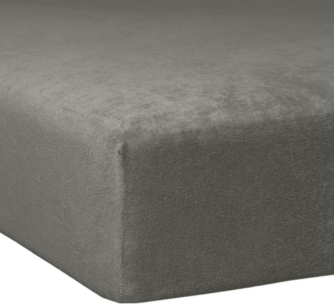 Traumschlaf Flausch Biber Boxspring Matratzen Spannbettlaken | 140x200 cm - 160x200 cm | schiefer Bild 1