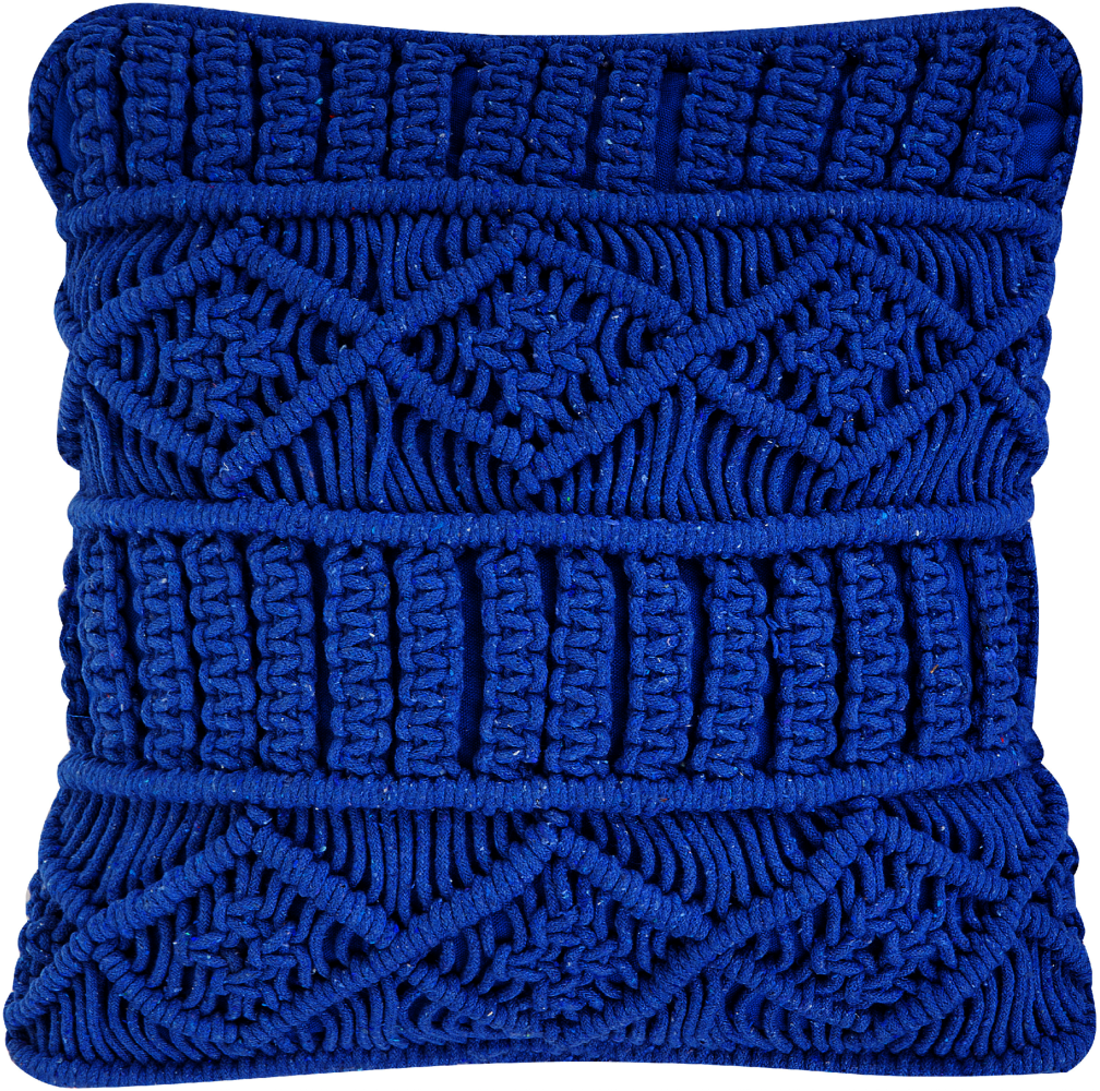 Dekokissen Baumwolle blau Makramee 45 x 45 cm KARATAS Bild 1