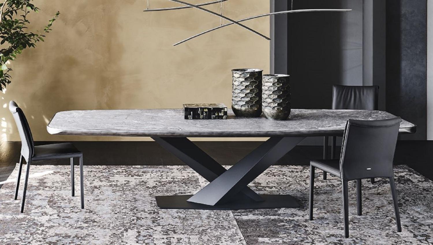 Casa Padrino Luxus Esstisch Schwarz 300 x 128 x H. 73 cm - Esszimmertisch mit hochwertiger Keramik Tischplatte - Moderne Esszimmer Möbel - Luxus Qualität - Made in Italy Bild 1