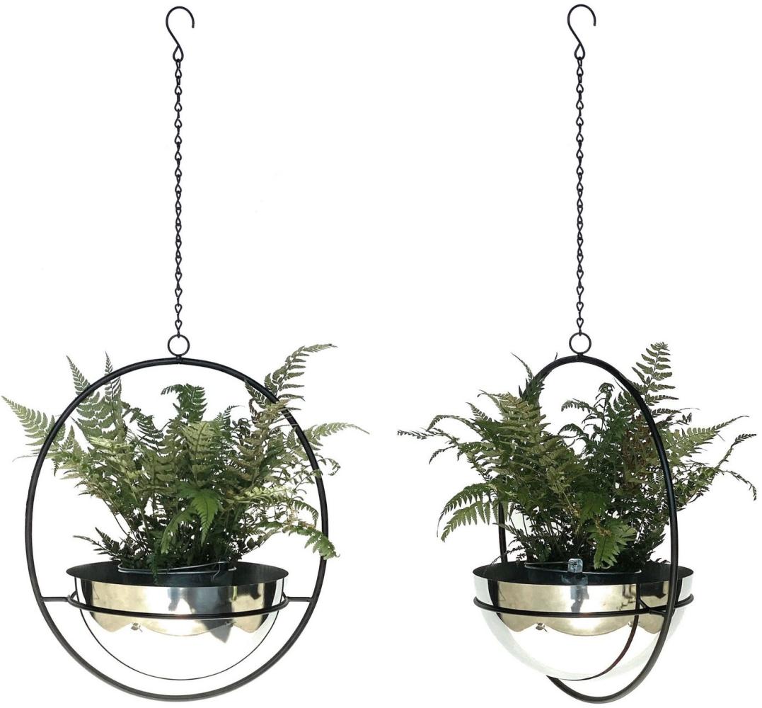 DanDiBo Blumenampel 2er Set Blumenhänger Innen Metall Wand Hängepflanzen 78 cm 96087 L mit Topf Silber Pflanzenhänger Topfhänger Blumen Blumentopfhänger Hängetopf (4 St), Dekoset Bild 1