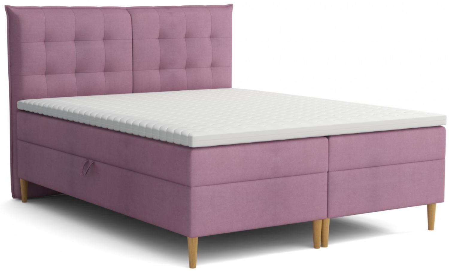 Boxspringbett Enjoy mit zwei Bettkasten und Topper rosa 160 x 200 cm Bild 1