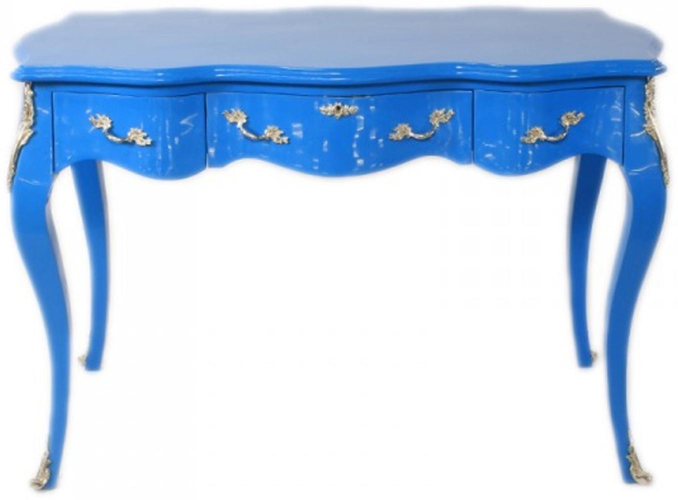 Casa Padrino Barock Schreibtisch Sekretär / Konsole Blau 120 x 60 x H80 cm - Luxus Möbel Bild 1