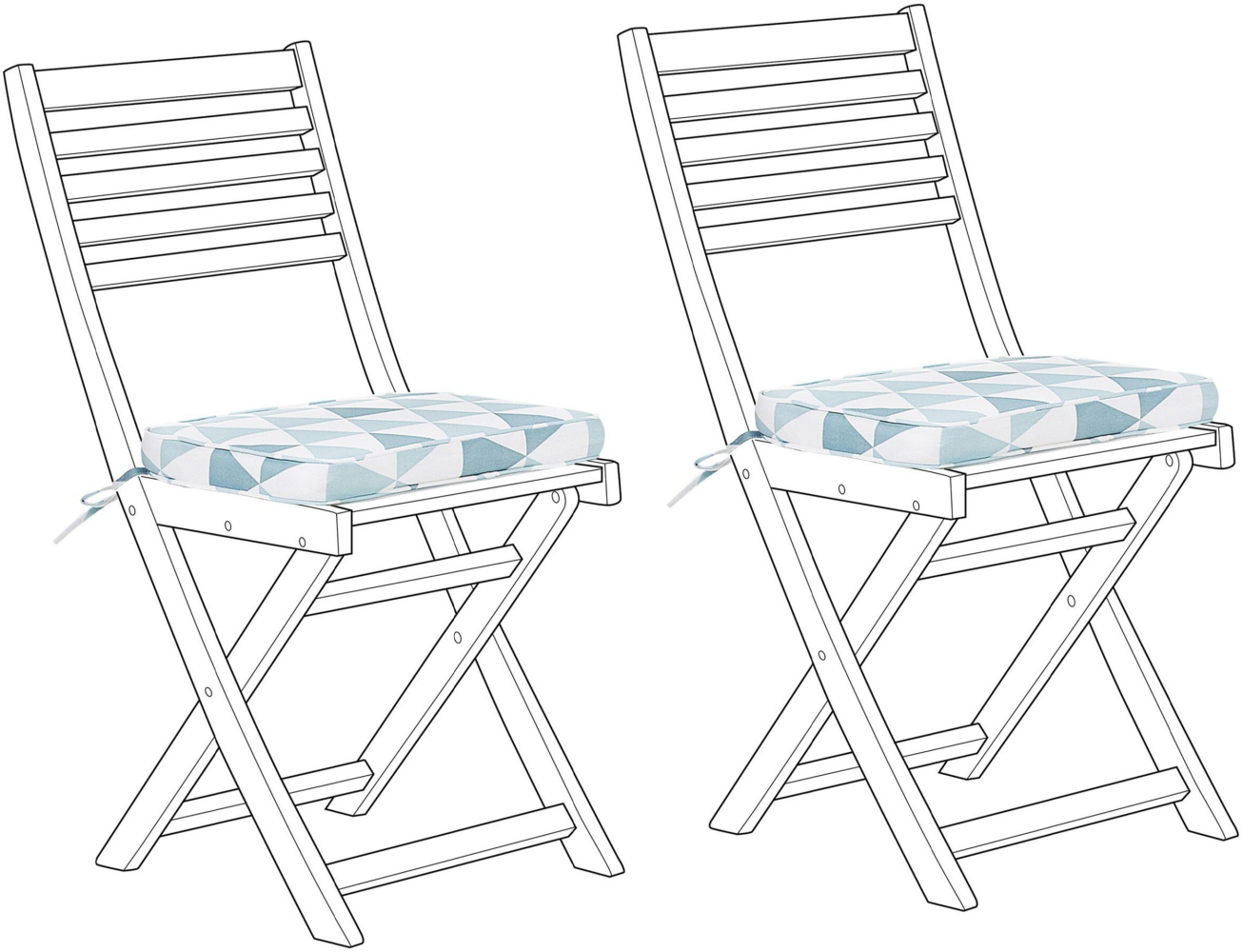 Sitzkissen für Stuhl FIJI 2er Set Dreiecke blau weiß 29 x 38 x 5 cm Bild 1