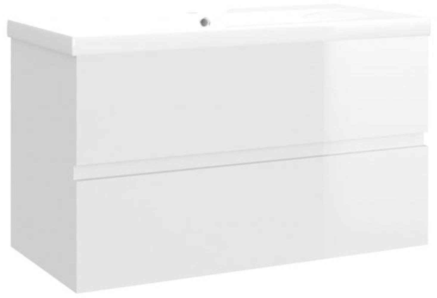 vidaXL Waschbeckenunterschrank Einbaubecken Hochglanz-Weiß Spanplatte [3071555] Bild 1