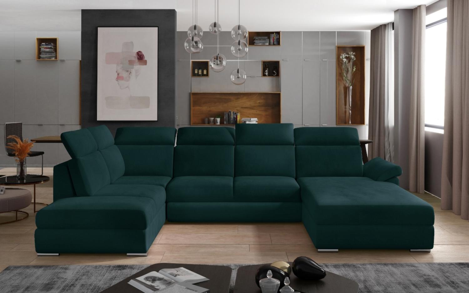 Ausziehbares Sofa VANELLA, U-Form, 330x102x216, mat velvet 75, recht Bild 1