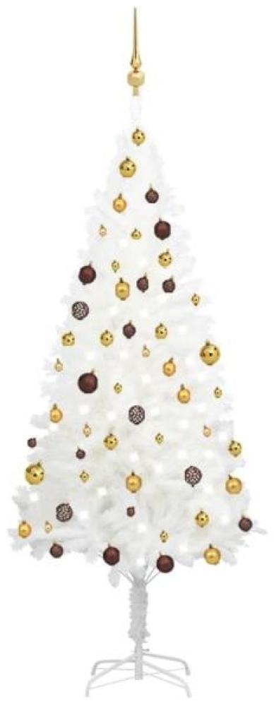 vidaXL Künstlicher Weihnachtsbaum mit LEDs & Kugeln Weiß 180 cm, Mit Beleuchtung [3077548] Bild 1