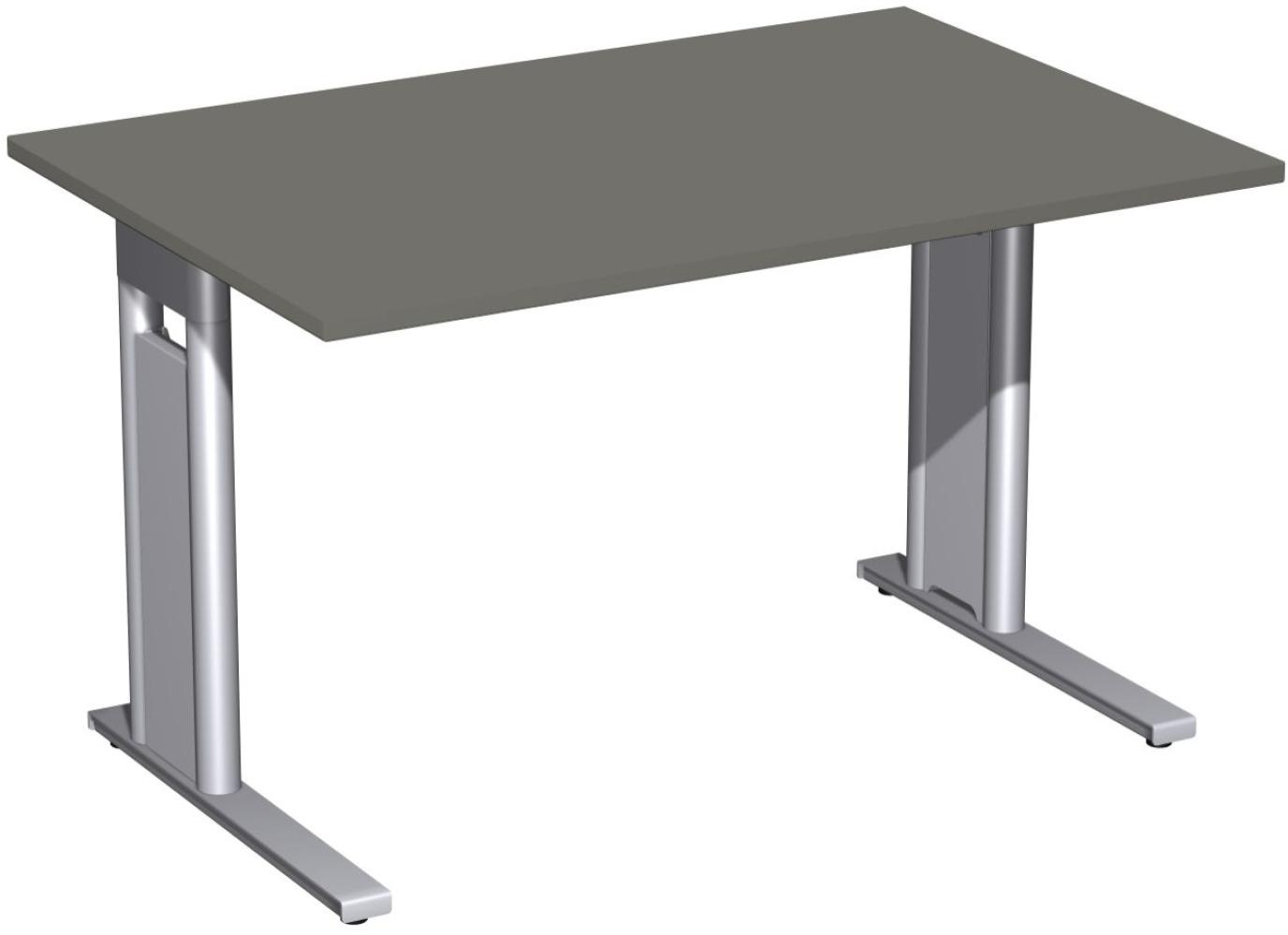 Schreibtisch 'C Fuß Pro', feste Höhe 120x80cm, Graphit / Silber Bild 1