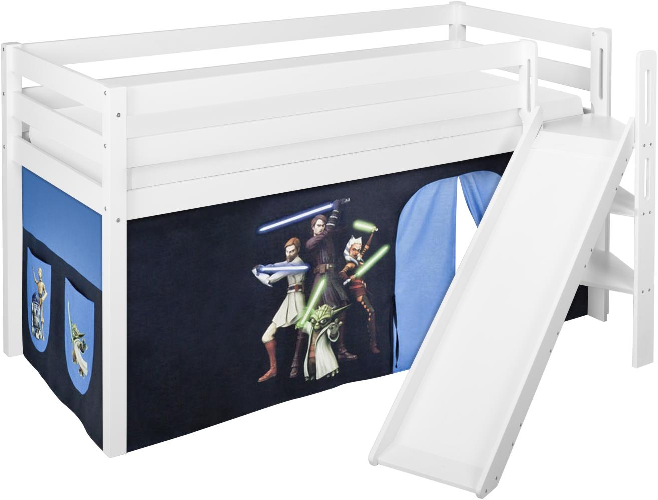 Lilokids 'Jelle' Spielbett 90 x 200 cm, Star Wars the Clone Wars, Kiefer massiv, mit schräger Rutsche und Vorhang Bild 1