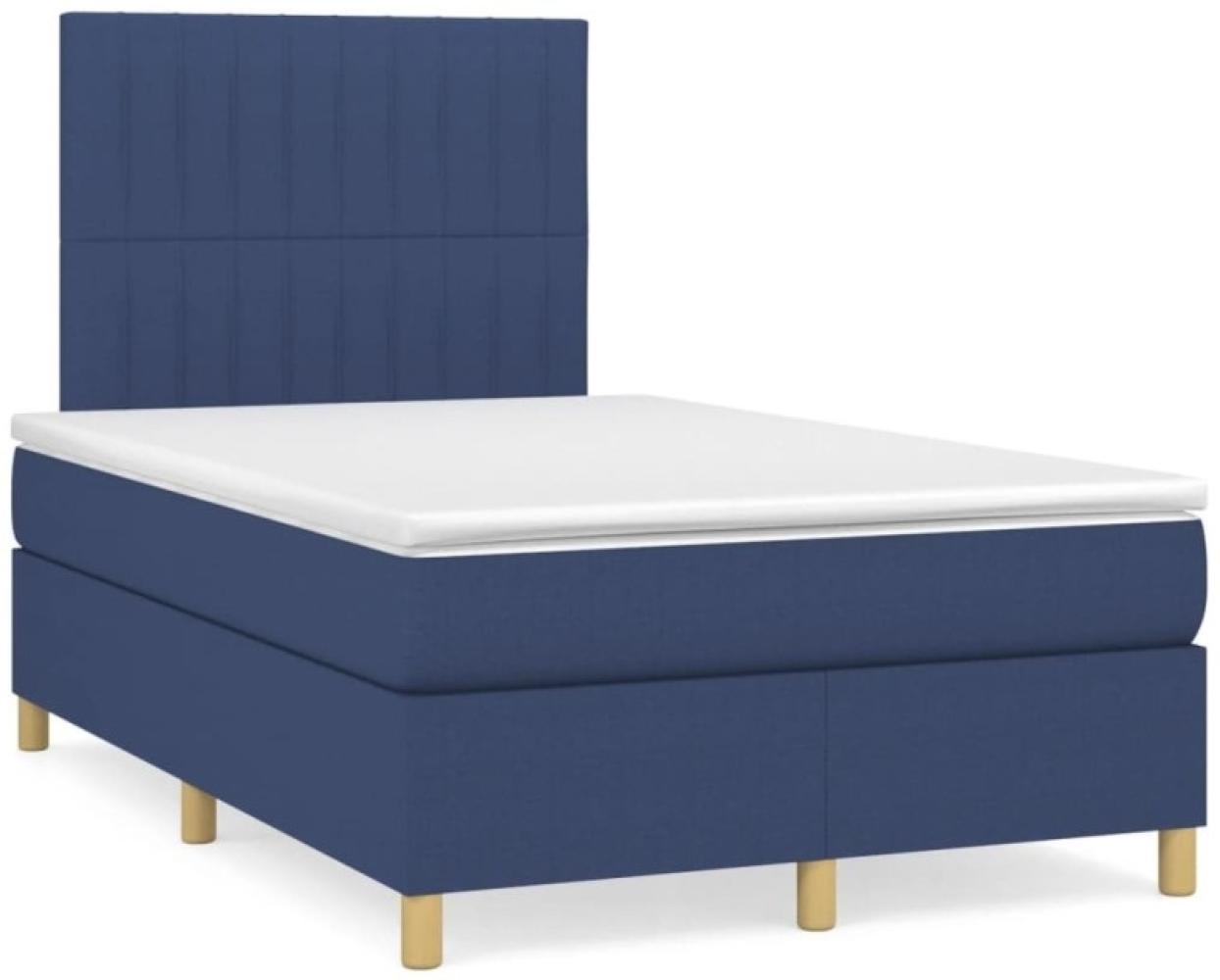 Boxspringbett mit Matratze Blau 120x190 cm Stoff (Farbe: Blau) Bild 1