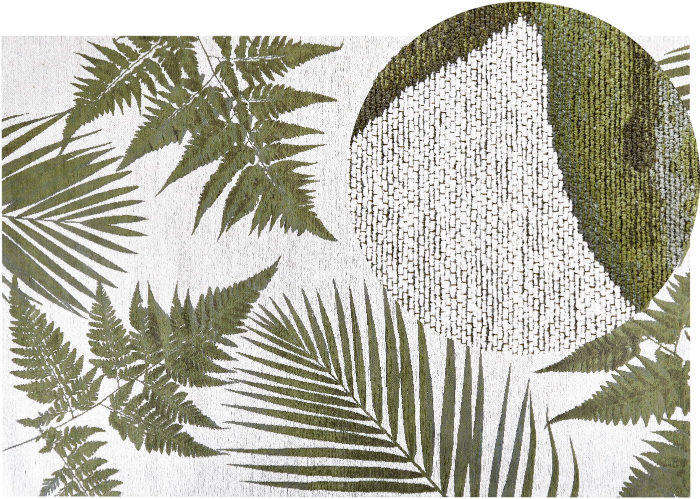 Teppich Baumwolle grün 200 x 300 cm Blättermuster Kurzflor BARZAH Bild 1