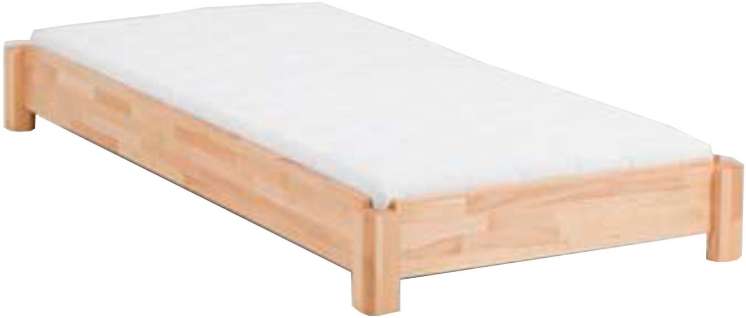 Dico Einzelbett Stapelbett Massivholz mit Rollrost Größe 90x200 cm 03 Buche weiß lackiert Bild 1