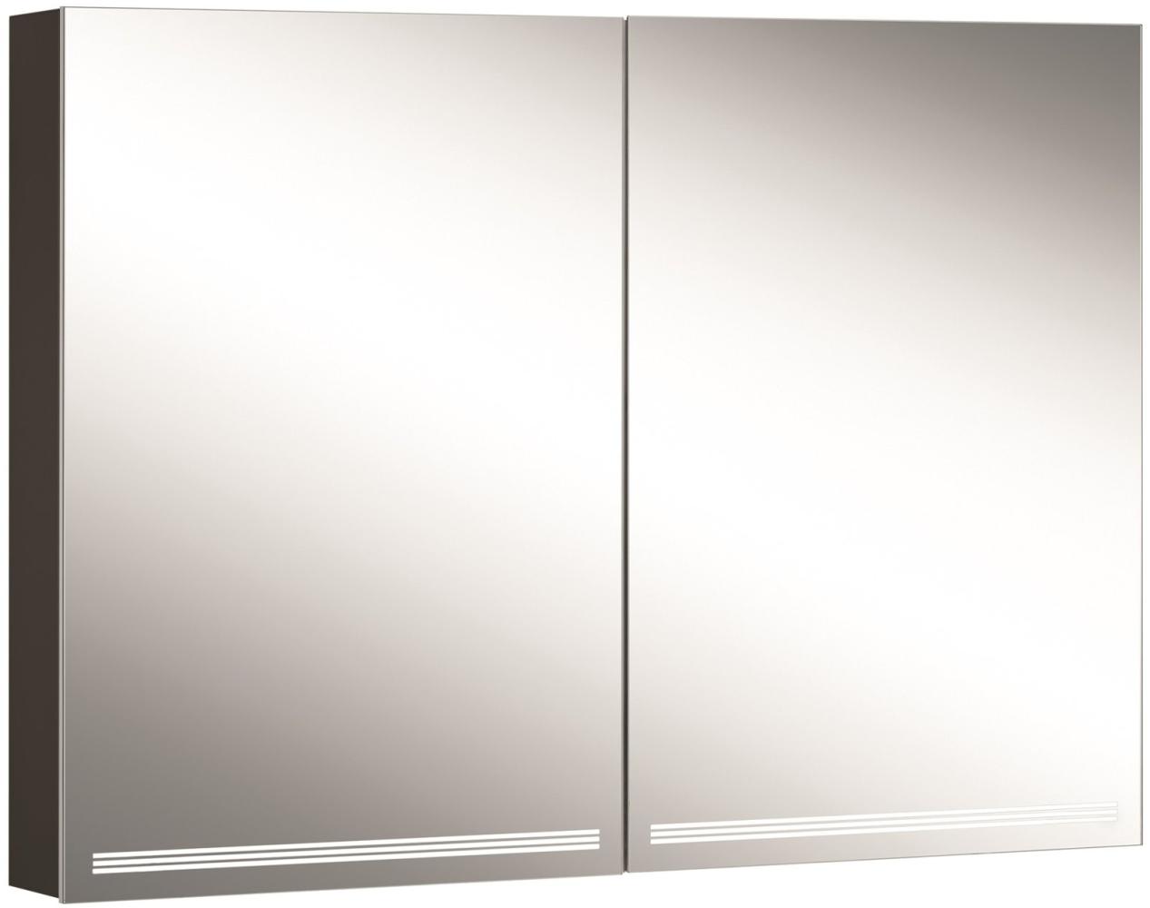 Schneider GRACELINE LED Lichtspiegelschrank, 2 Doppelspiegeltüren, 100x70x12cm, 116. 500, Ausführung: EU-Norm/Korpus schwarz matt - 116. 500. 02. 41 Bild 1