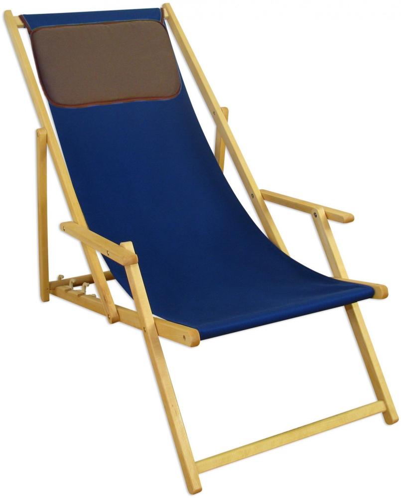 Deckchair blau Liegestuhl Kissen Sonnenliege Buche Gartenliege Holz Gartenmöbel 10-307 N KD Bild 1