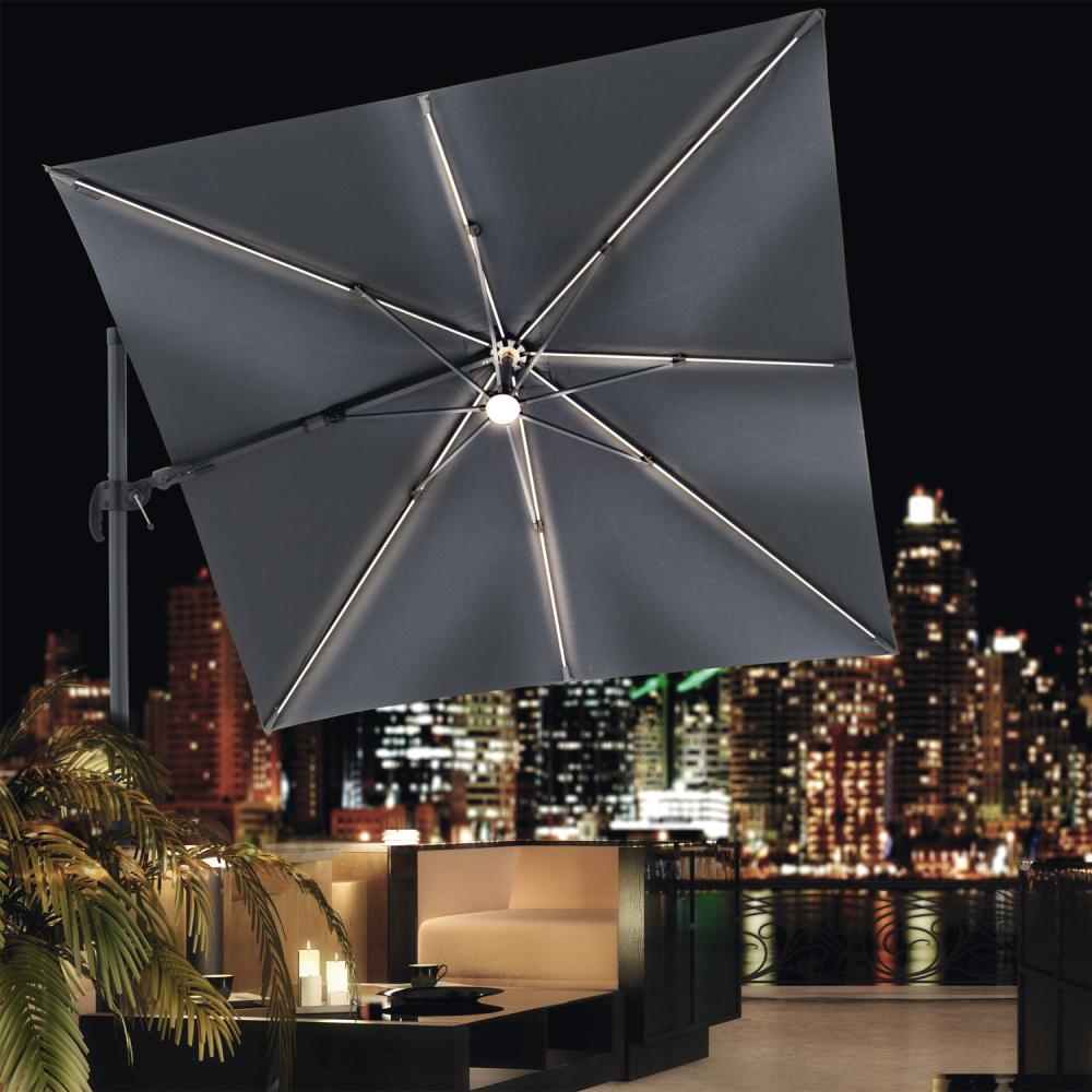 Derby Sonnenschirm / Ampelschirm "Ravenna AX LED 250 x 250", anthrazit, 250 x 250 cm Bild 1