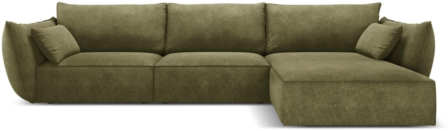 Micadoni 4-Sitzer Ecke rechts Sofa Kaelle | Bezug Green | Beinfarbe Black Plastic Bild 1