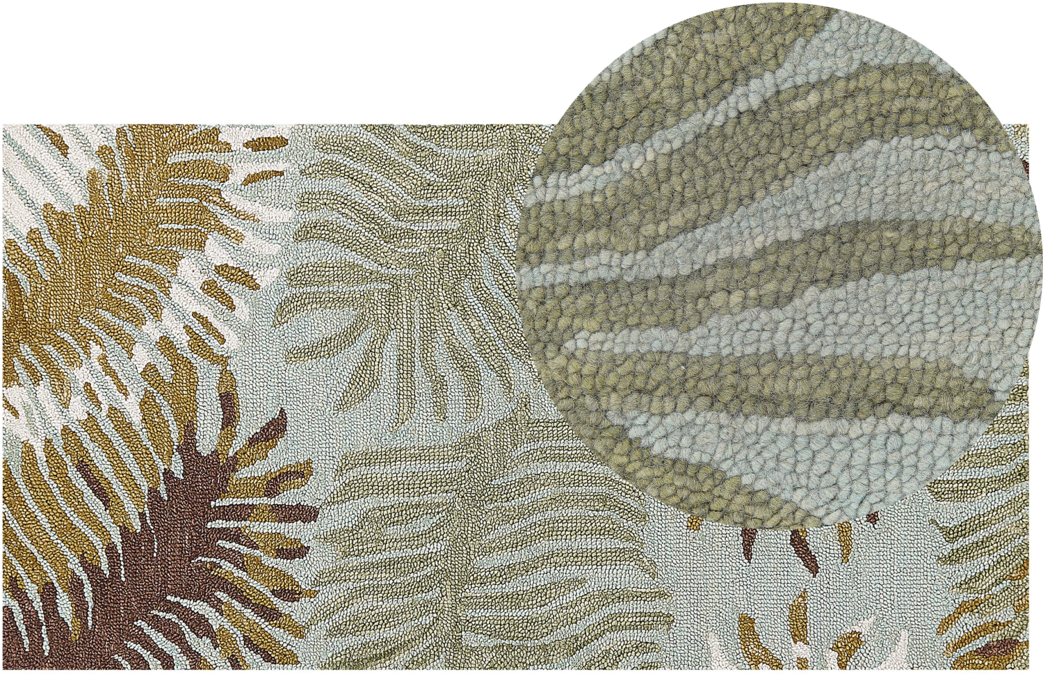 Teppich Wolle mehrfarbig 80 x 150 cm Palmenmuster Kurzflor VIZE Bild 1