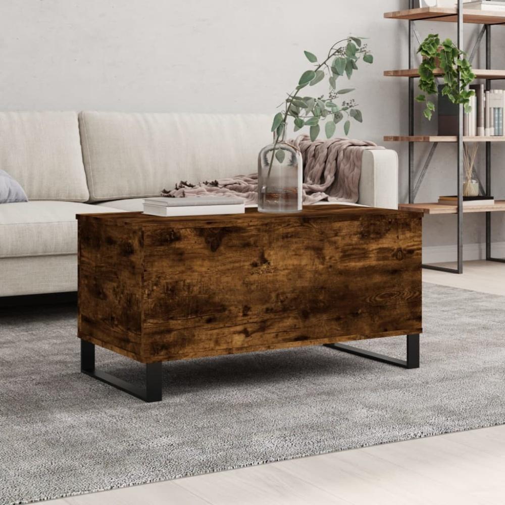 vidaXL Couchtisch Räuchereiche 90x44,5x45 cm Holzwerkstoff Bild 1