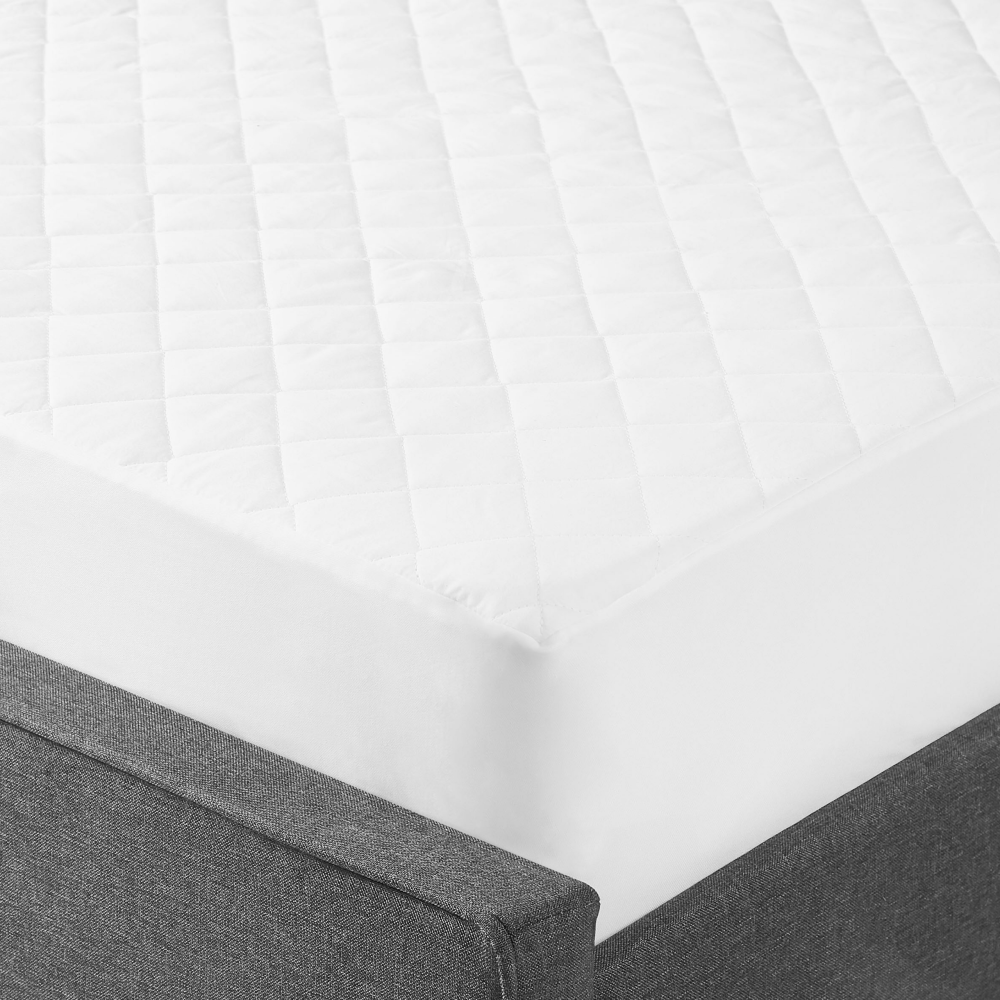 Matratzentopper Weiß Japara Baumwolle und Mikrofaser 180 x 200 cm PUMORI mit Gummizug an den Ecken Versteppt Matratzenschutz Auflage für Doppelbett Bild 1