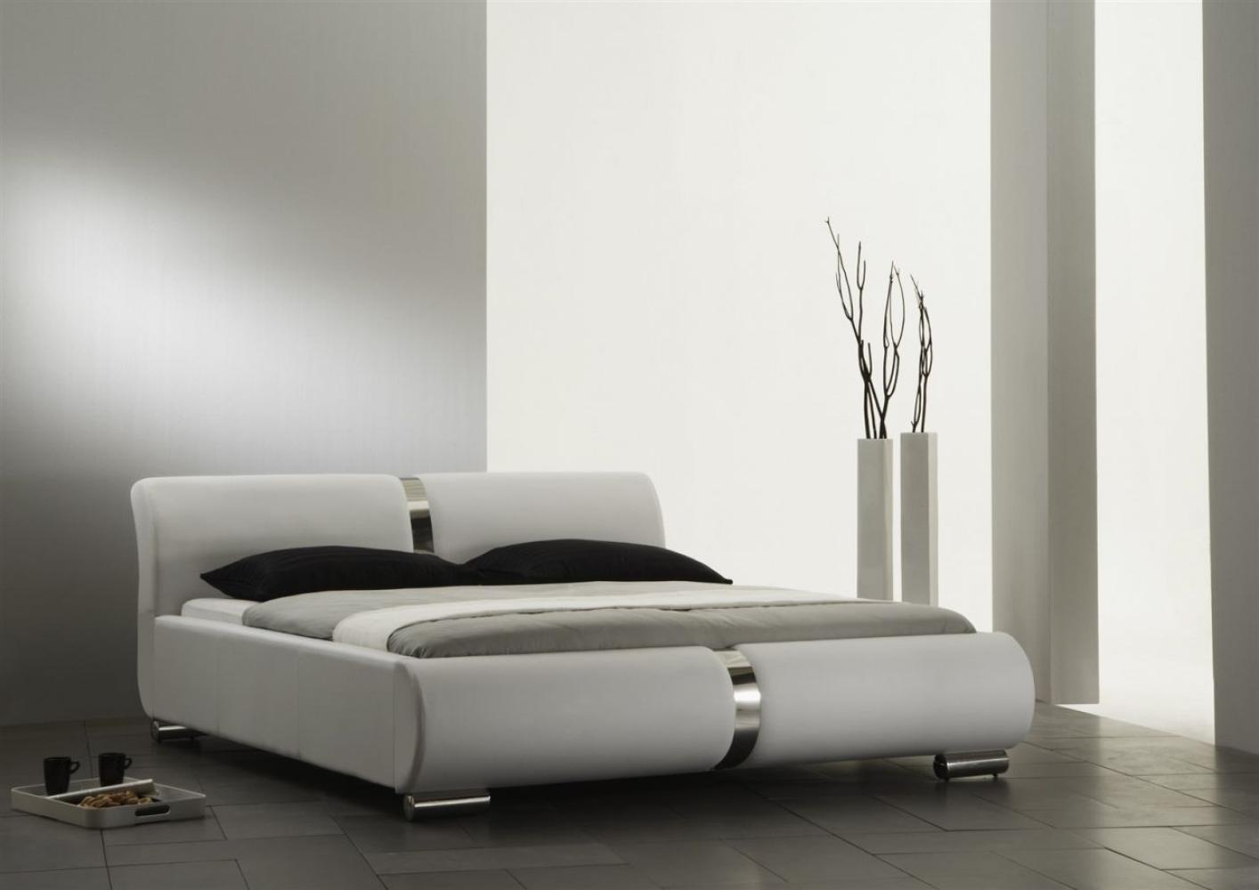 Polsterbett Bett Doppelbett DAKAR Komplettset 140x200 cm Weiss Bild 1