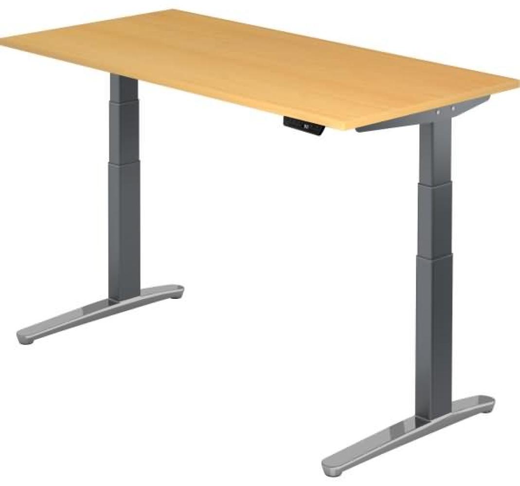 'XBHM16' Sitz-Steh-Schreibtisch elektrisch 160x80cm Buche Graphit, poliert Bild 1