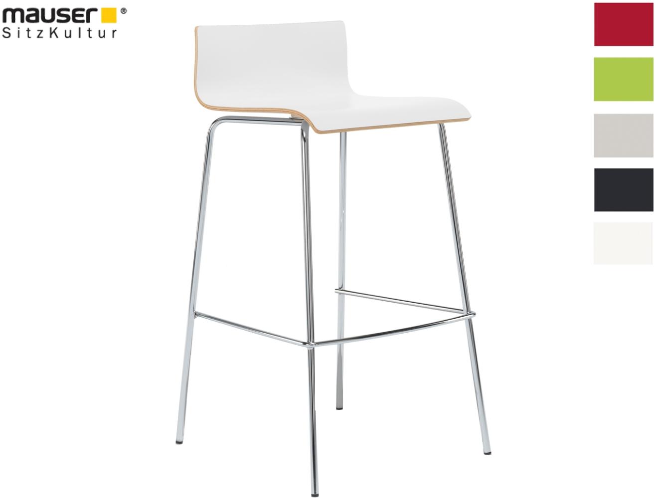 Design Barhocker mit Rückenlehne, Sitzschale Duropal Weiß, Höhe 91cm Bild 1