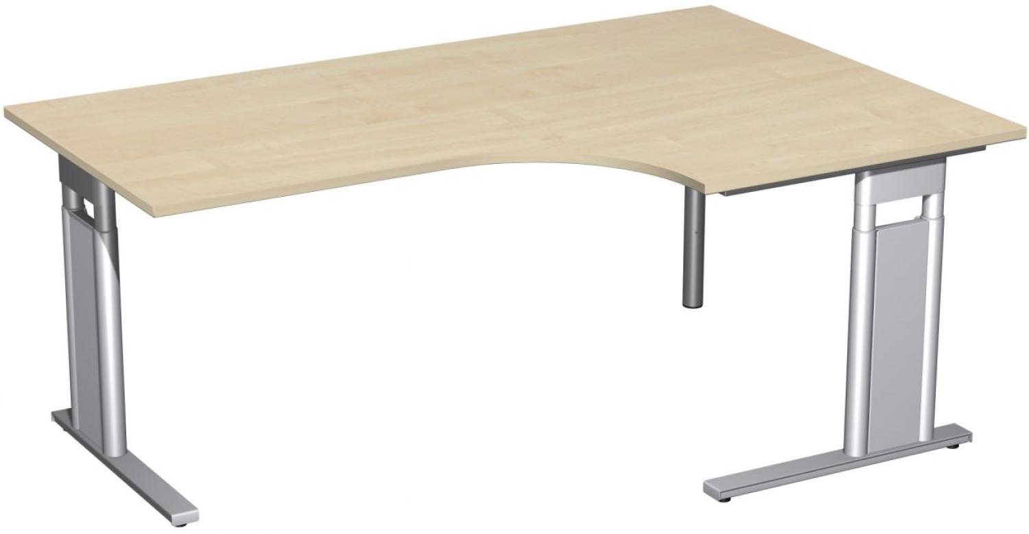 PC-Schreibtisch rechts, höhenverstellbar, 180x120cm, Ahorn / Silber Bild 1