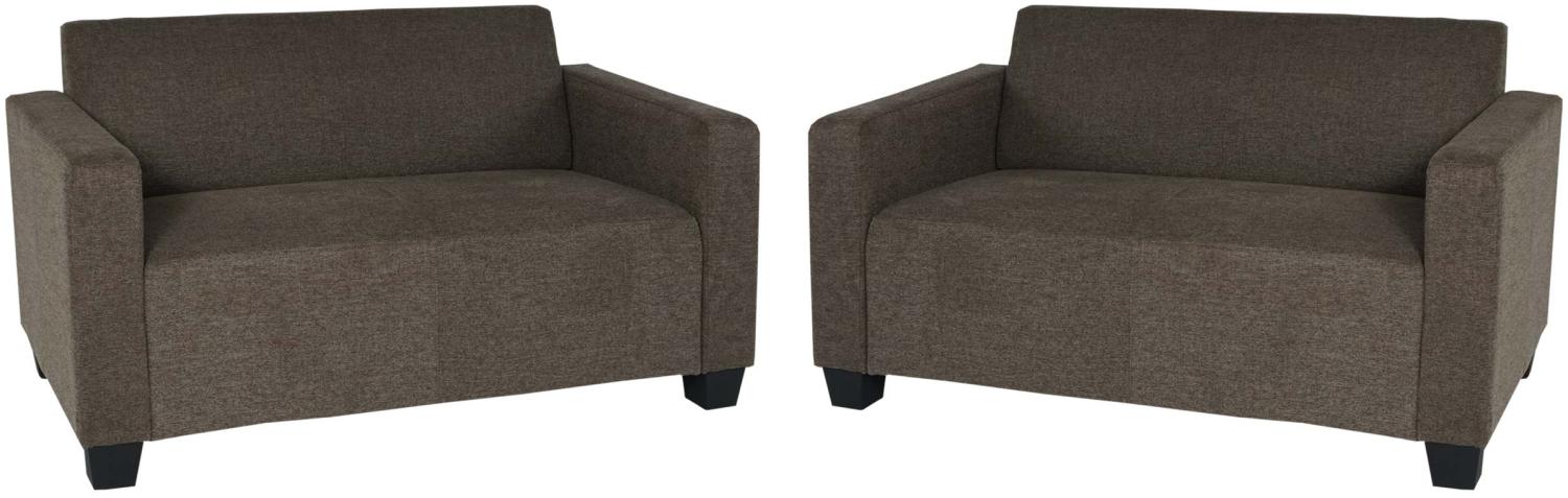 Sofa-Garnitur Couch-Garnitur 2x 2er Sofa Lyon Stoff/Textil ~ braun Bild 1