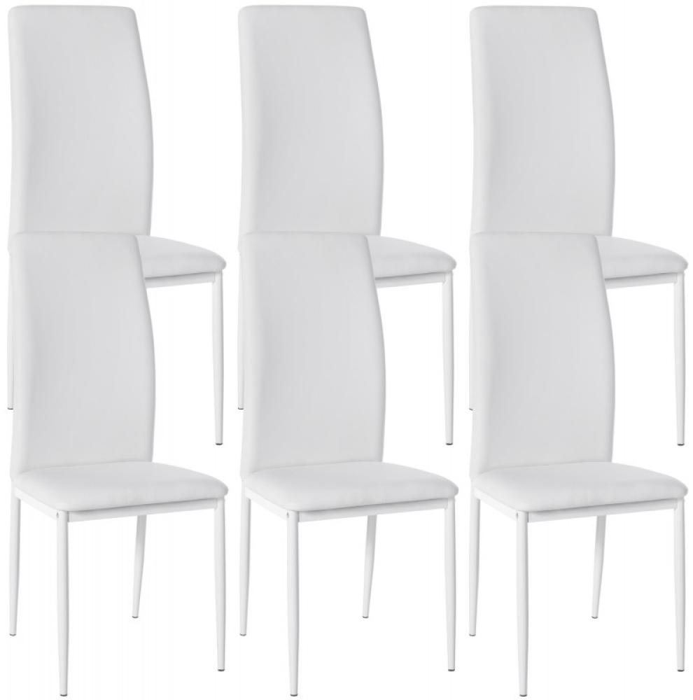 6er Set Esszimmerstühle Savino Kunstleder (Farbe: weiß) Bild 1