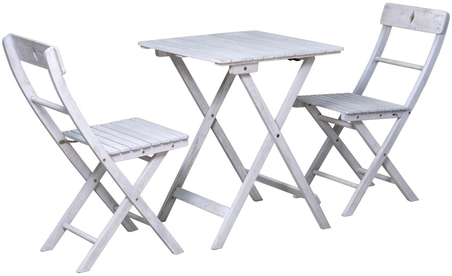 Sitzgruppe aus Akazie mit 2 Stühlen und 1 Tisch Grau Bild 1