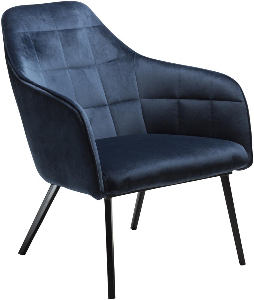 Velours Lounge Stuhl in blau Bild 1