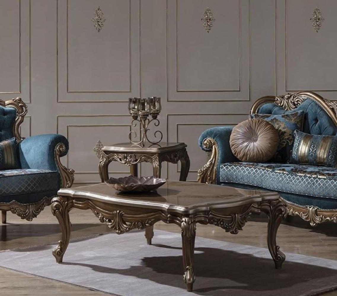 Casa Padrino Luxus Barock Couchtisch Gold 125 x 87 x H. 48 cm - Massivholz Wohnzimmertisch im Barockstil - Edel & Prunkvoll Bild 1