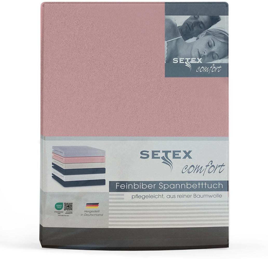 SETEX Feinbiber Spannbettlaken, 100 x 200 cm großes Spannbetttuch, 100 % Baumwolle, Bettlaken in Altrosa Bild 1
