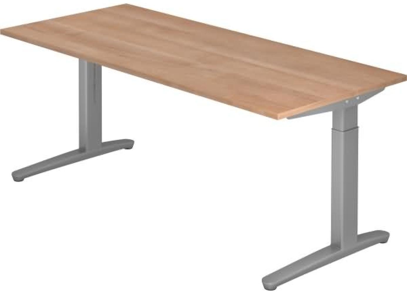 'XB19' Schreibtisch, C-Fuß, 180x80cm, Nussbaum / Silber Bild 1