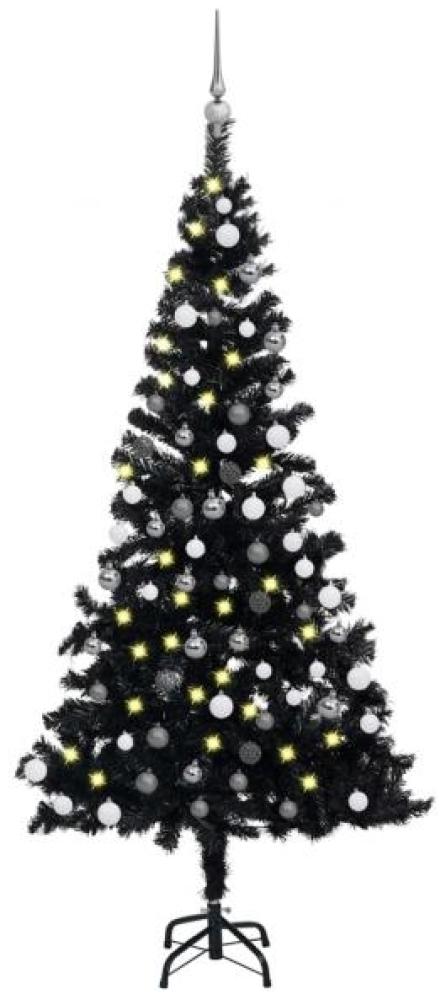 Künstlicher Weihnachtsbaum mit LEDs & Kugeln Schwarz 150cm PVC Bild 1