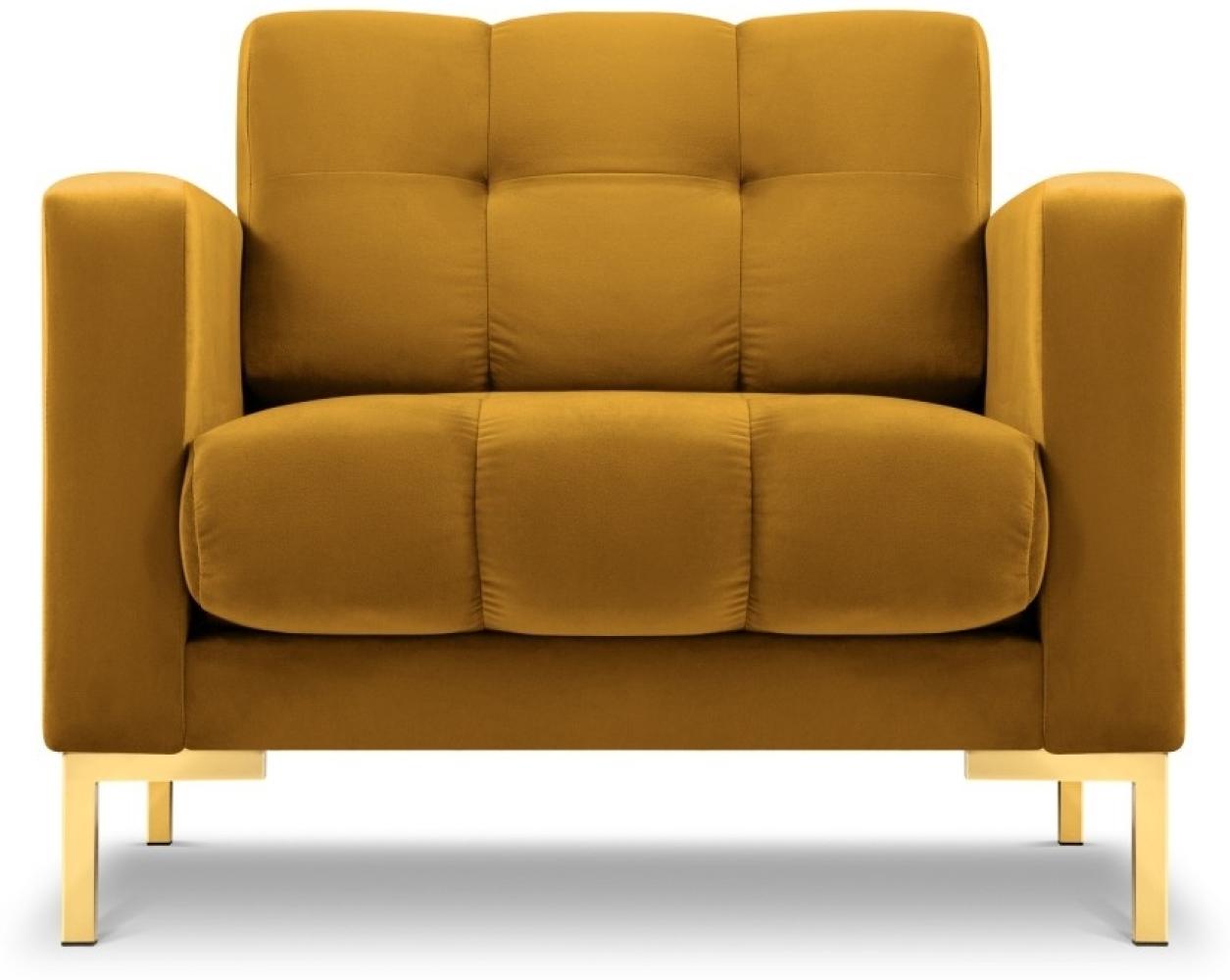 Micadoni Samtstoff Sessel Mamaia | Bezug Yellow | Beinfarbe Gold Metal Bild 1