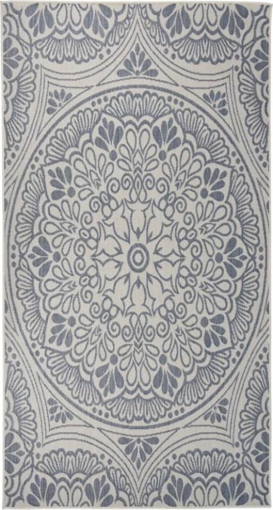 vidaXL Outdoor-Teppich Flachgewebe 80x150 cm Blaues Muster Bild 1